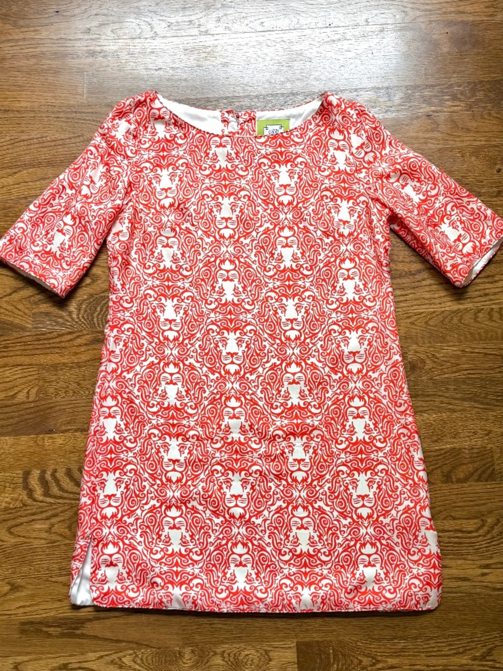 Elizabeth McKay Lion Paisley Print 100% Silk Shift Dress Size 8
